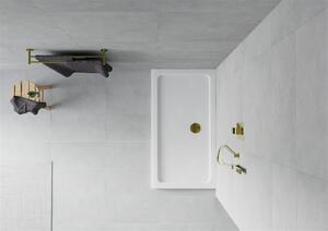 Mexen SLIM - Négyszögletű zuhanytálca 120x70x5cm + arany szifon, fehér, 40107012G