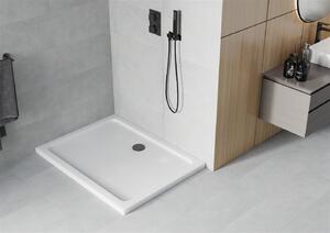 Mexen SLIM - Négyszögletes zuhanytálca 100x70x5cm + fekete szifon, fehér, 40107010B