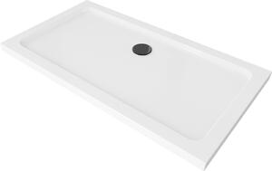 Mexen SLIM - Négyszögletű zuhanytálca 120x70x5cm + fekete szifon, fehér, 40107012B