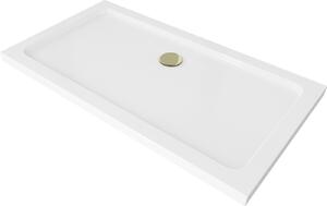 Mexen SLIM - Négyszögletű zuhanytálca 120x70x5cm + arany szifon, fehér, 40107012G