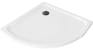 Mexen SLIM - negyed kerek zuhanytálca 70x70x5cm + fekete szifon, fehér, 41107070B