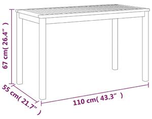 VidaXL tömör akácfa kerti asztal 110 x 55 x 67 cm