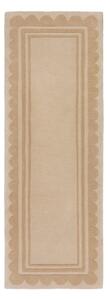 Natúr színű kézi szövésű gyapjú futószőnyeg 80x230 cm Lois Scallop – Flair Rugs