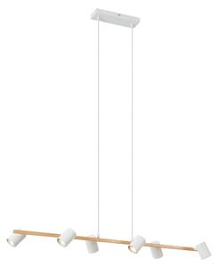 Modern függőlámpa fa mintázattal, fehér, 6-lámpás - Jeana Straight