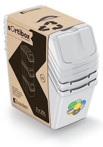 Sortibox 3 Darabos Szelektív Hulladékgyűjtő Rendszer Szett 3x20l Szürke