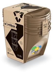 Sortibox ECO Wood 3 Darabos Szelektív Hulladékgyűjtő Rendszer 3x25l Natúr-Eco