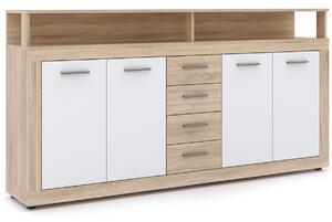 BLAGO komód 190 cm, sonoma tölgy/fehér