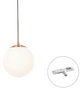 Art Deco függőlámpa arany színben, opálüveggel, fehér 1 fázisú sínadapterrel - Slimline Flore