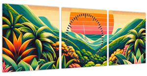 Kép - Színes naplemente (órával) (90x30 cm)