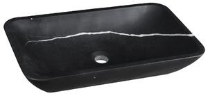 Sapho Sapho, BLOK kő mosdó 60x11x35 cm, fekete Marquin, matt, 2401-39