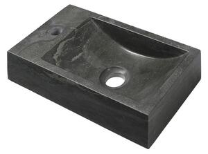 Sapho Sapho, BLOK kő mosdó 40x10x22 cm, lyuk bal, fekete antracit, 2401-38