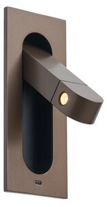 Modern fali lámpa sötét bronz színben, LED-del és USB-C porttal - Hilton