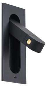 Modern fekete fali lámpa LED-del és USB-C porttal - Hilton