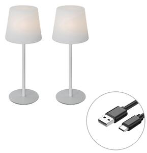 2 db újratölthető asztali lámpa szett fehér 40 cm IP54 - Jude
