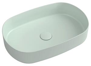 Sapho Sapho, INFINITY OVAL kerámia asztali mosdó, 55x36 cm, matt zöld menta, 10NF65055-2T