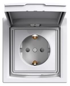 Schneider EPH3100321 ASFORA GYV/csapfedeles/IP44/kerettel 2P+F csatlakozóaljzat fehér