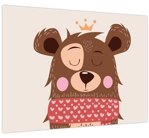 Kép - Teddy maci piros sállal (70x50 cm)