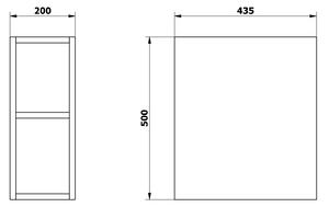 Sapho, ODETTA alsó polcos szekrény 20x50x43,5cm, szil Bardini, DT200-1313