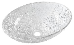 Sapho Sapho, PURUS gravírozott üveg munkalap mosogató 50x36 cm, átlátszó üveg, TY305CL