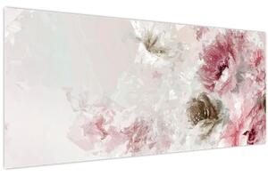 Kép - Festés rózsaszín virágok (120x50 cm)