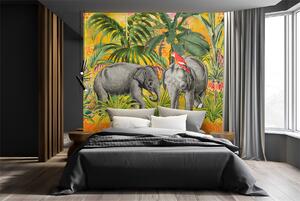 Gario Fotótapéta Narancssárga absztrakt állatok elefántok - Andrea Haase Anyag: Vlies, Méret: 100 x 100 cm