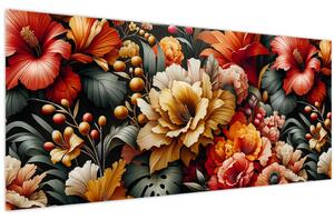 Kép - Narancs-vörös virágok (120x50 cm)