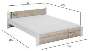 IKAROS ágy 160x200 cm, fehér/sonoma tölgy Ágyrács: Ágyrács nélkül, Matrac: Matrac nélkül