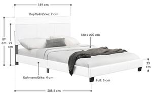 Kárpitozott ágy ,,Barcelona" 180 x 200 cm - fehér