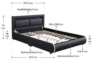 Kárpitozott ágy ,,Murcia" 140 x 200 cm - fekete