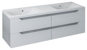 Sapho Sapho, WAVE dupla mosdószekrény 149,7x50x47,8 cm, fehér / ezüst tölgy (WA152), WA150-3011