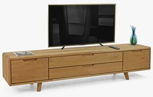 TV-szekrény, tömörfa, natúr tölgy, lábakkal
