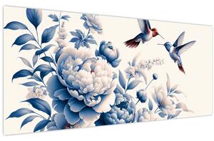 Kép - Kolibrik a virág felett (120x50 cm)