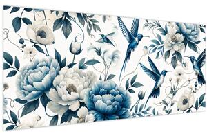 Kép - Kolibrikok virágokkal (120x50 cm)