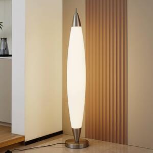 Lucande LED állólámpa Tarell, fehér/nikkel, 146 cm, fényerőszabályzóval, dimmelhető, Fehér / opál, Nappali / Étkező, Műanyag, Modern