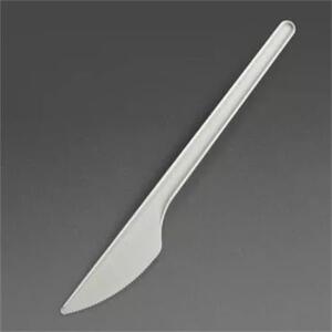Kés, műanyag, többször használatos, 17 cm, 20 db Prima, fehér (KHMU297)