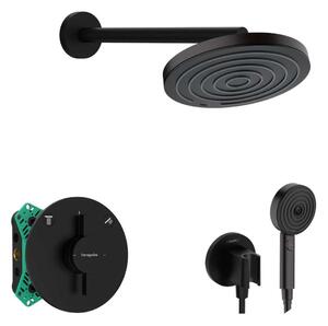 Hansgrohe - Zuhanyszett rejtett keverővel, testtel, 26 cm átmérővel, 3 fúvókával, matt fekete színű SANI21HHH400