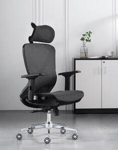 Prémium ergonomikus irodai szék, forgószék, fejtámasszal, fekete hálós (LA-8064MH-1-BLACK)