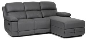 Sarok kanapé, Relax funkcióval, jobbos sarok, szürke szövet kárpit, vintage bőr hatással. ASD-4213P