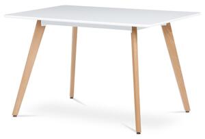 Étkezőasztal 120x80x74 cm, MDF, fehér matt lakk, tömör bükk lábak. DT-313