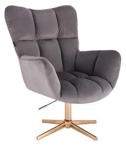 HR650CROSS Grafit modern velúr szék arany lábbal