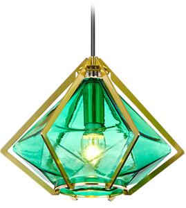 Szerszámlámpa - Függesztett üveg mennyezeti lámpa 1xE14 APP453-1CP, zöld-arany, OSW-00583