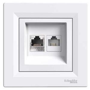 Schneider EPH4900121 ASFORA fehér RJ45 Cat5e UTP + RJ12 aljzat