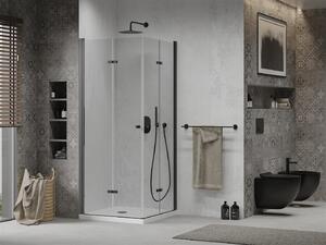 Mexen Lima Duo, zuhanykabin 70 (ajtó) x 70 (ajtó) cm, 6mm átlátszó üveg, fekete profil + zuhanytálca, 856-070-070-70-02-4010B