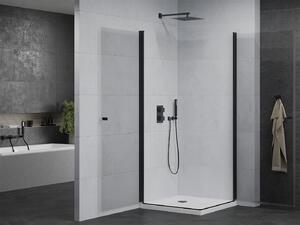 Mexen Pretoria Duo, zuhanykabin 2-szárnyú ajtókkal 70 (ajtók) x 70 (ajtók) cm, 6mm átlátszó üveg, fekete profil + zuhanytálca, 852-070-070-70-02-4010B