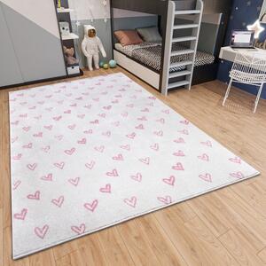 Fehér-rózsaszín gyerek szőnyeg 120x170 cm Hearts – Hanse Home