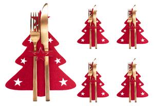 Tutumi, Dekoratív huzat evőeszközhöz karácsonyfa motívummal 4 db, piros, CHR-09513