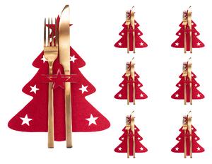 Tutumi, Dekoratív huzat evőeszközhöz karácsonyfa motívummal 10 db, piros, CHR-09514