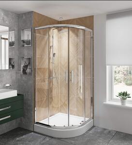 Deante Jasmin Plus, negyedkör alakú zuhanykabin tolóajtóval 90x90 cm, magasság 190 cm, 5 mm átlátszó üveg ActiveCoverrel, króm profil, KTJ_051P