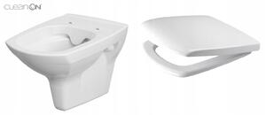 Cersanit Carina Clean On, függő wc csésze + antibakteriális wc ülőke hőre keményedő anyagból, készlet 548, fehér, K701-033