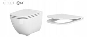 Cersanit Caspia, függő WC csésze + antibakteriális hőre keményedő ülőke SET 741, fehér, K701-103